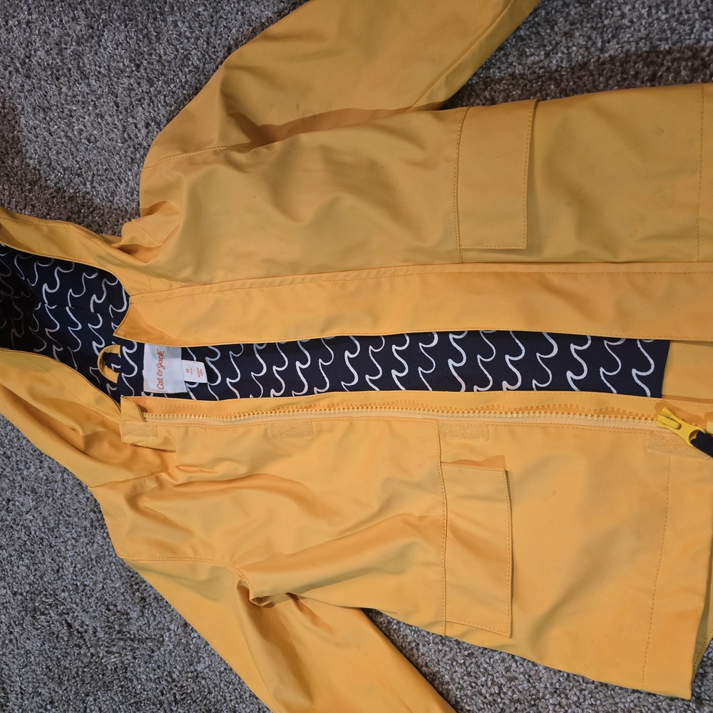 Yellow Hooded Rain Jacket